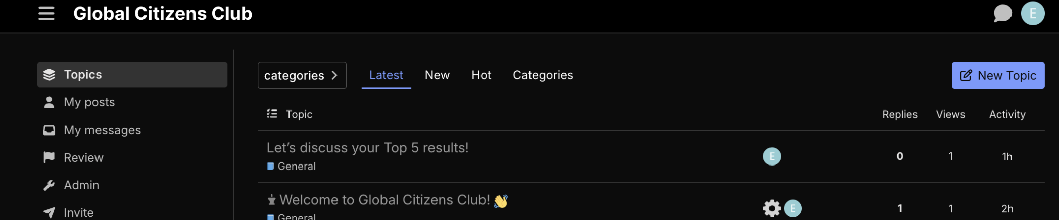 Global Citizens Club Discourse Forum Preview